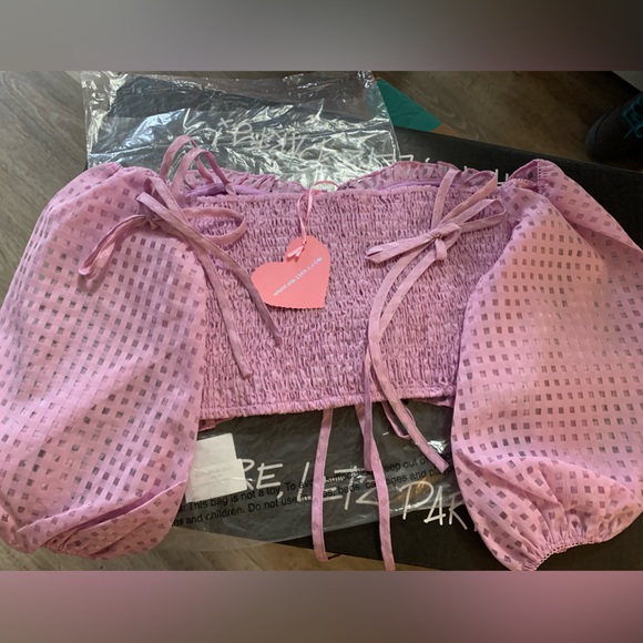 NWT Dolls Kills x Sugar Thrillz Made U Blush Gingham Crop Top Size Small - Picture 11 of 13